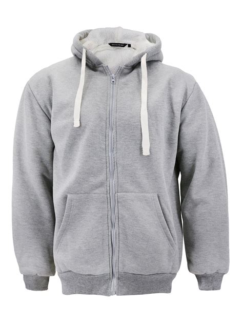 North Pole - Men's Heavyweight Thermal Zip Up Hoodie Warm Sherpa Lined Sweater Jacket (Light ...
