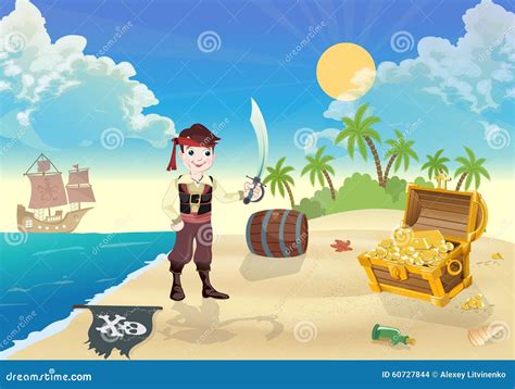 Young Treasure Hunters Cartoon Vector | CartoonDealer.com #49023847