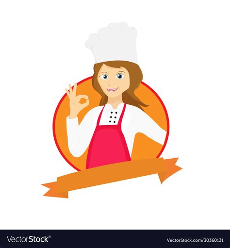 Female chef mascot logo Royalty Free Vector Image