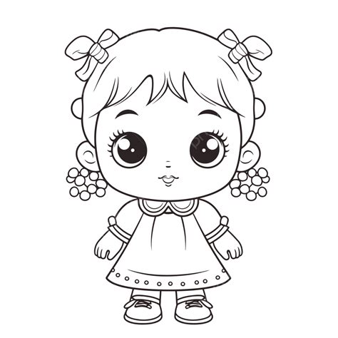 Cute Baby Girl Coloring Page Outline Sketch Drawing Vector, Baby ...