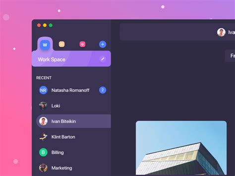 Desktop Messenger Spaces Animation chat select side menu work space apple switch sidemenu ...