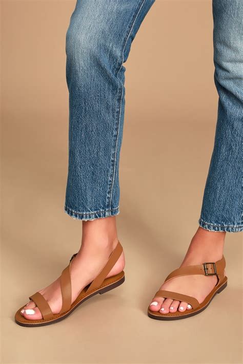 Cute Tan Sandals - Flat Sandals - Vegan Leather Flat Sandals - Lulus