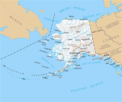 Detailed map of Alaska with relief and cities. Alaska detailed map with ...