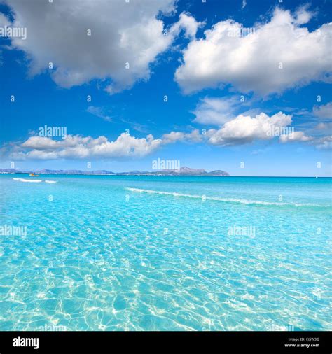 Mallorca Can Picafort beach in alcudia bay at Majorca Balearic islands of Spain Stock Photo - Alamy