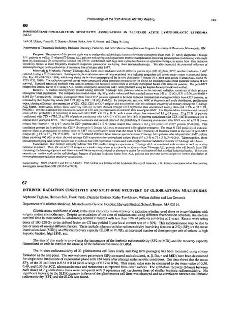 (PDF) Immunophenotype-radiation sensitivity associations in T-lineage acute lymphoblastic ...