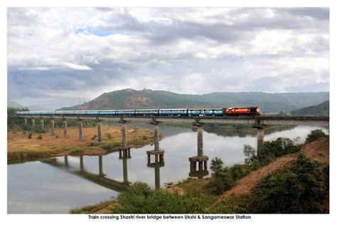 Konkan Railway in India. Bridge over the Shastri River. Railway, Bridge, River, India ...