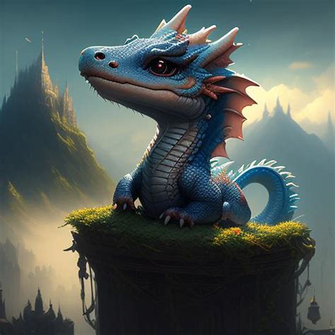 windy-spider129: A charming cute baby dragon. Realistic illustration of a fantasy background ...