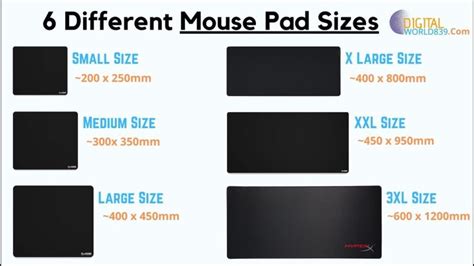 6 different mouse pad sizes for all laptops