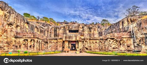 The Kailasa temple, the biggest temple at Ellora Caves. UNESCO world heritage site in ...