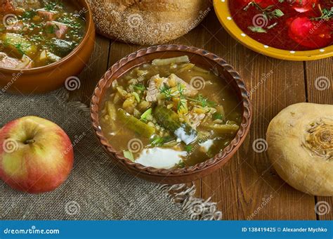 Russian Rassolnik stock image. Image of soup, dish, season - 138419425