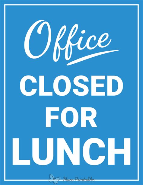 Printable Office Closed For Lunch Sign