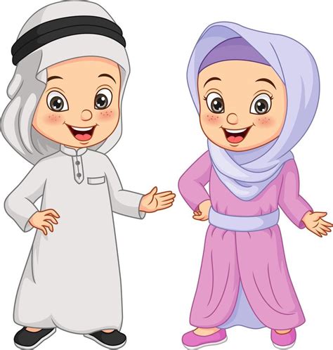 Cartoon happy muslim arabian kids 5112713 Vector Art at Vecteezy