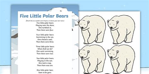 Five Little Polar Bears Rhyme - Counting Rhyme - Twinkl