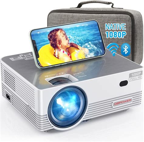 DBPOWER Native 1080P WiFi Bluetooth Projector DBPOWER 8000L Full HD Outdoor Movie Projector ...