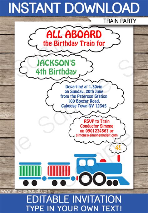 Train Party Invitations Template | Train Birthday Party