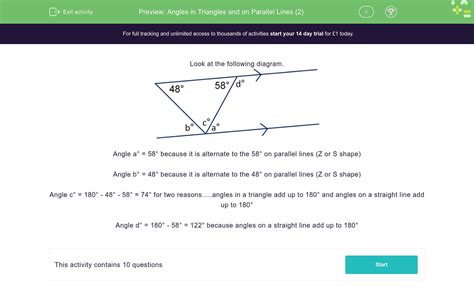 Parallel Lines And Triangles Worksheet