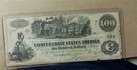 Original Confederate 100 Dollar Bill 1862 CSA Hundred Dollar Note ...