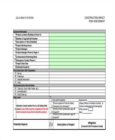 FREE 9+ Construction Risk Assessment Forms in PDF | MS Word | Excel