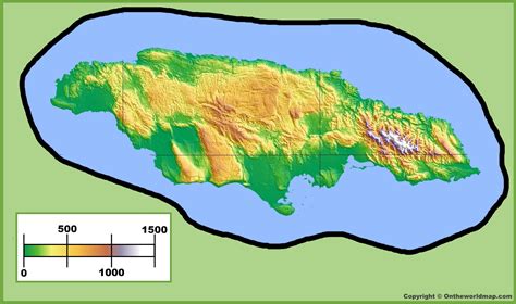 Jamaica physical map - Ontheworldmap.com