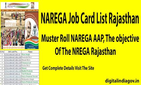 NAREGA Job Card List Rajasthan, The objective Of The NREGA Rajasthan