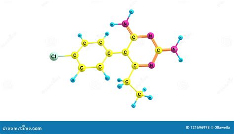 Pyrimethamine Molecular Structure Isolated On White Royalty-Free Illustration | CartoonDealer ...