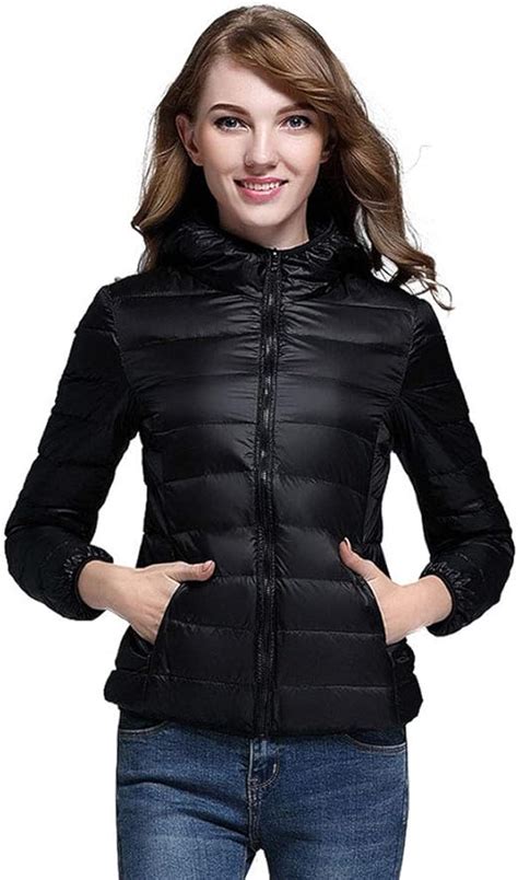 Packable Down Jacket Women Hooded Ultra Lightweight Short Winter Puffer ...