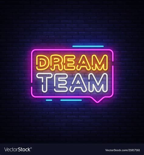 Dream team neon text dream team neon sign Vector Image