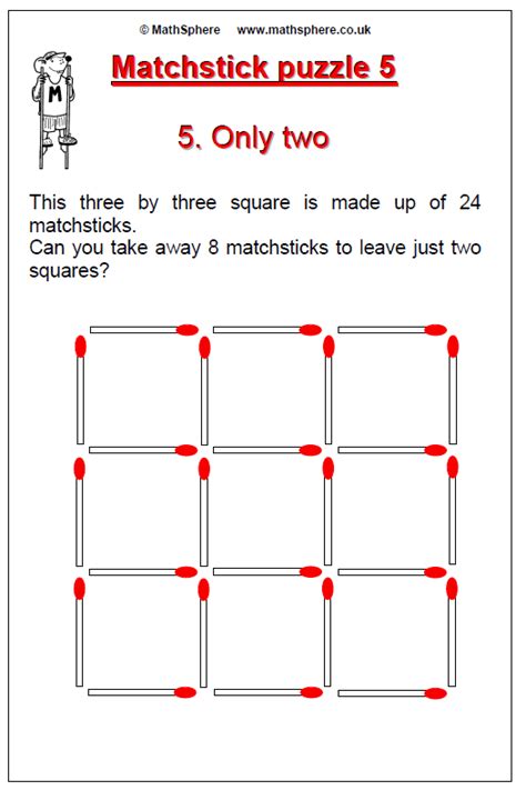 matchstick puzzles printable brain teasers - matchstick puzzles - Sims Travis