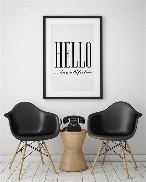 Quote Print Hello Beautiful Wall Art Typography Poster