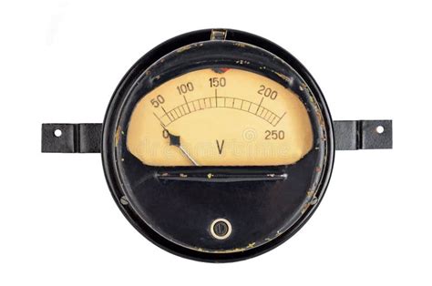 Vintage voltmeter on white stock image. Image of electricity - 150590037