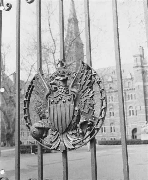 Georgetown University Seal on the front gates of the University