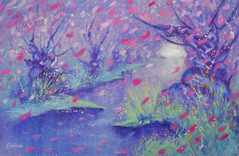 Ancient Magnolias - Large Forest Painting, Purple Art – Ekaterina Chernova Art Studio