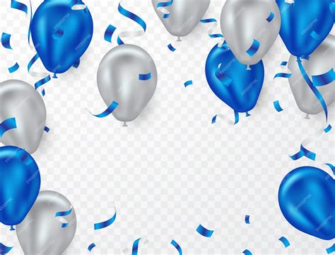 Premium Vector | Blue and white helium balloon background for party