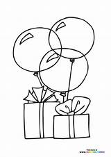 Birthday presents With Balloons  Coloring Pages For Kids sketch template
