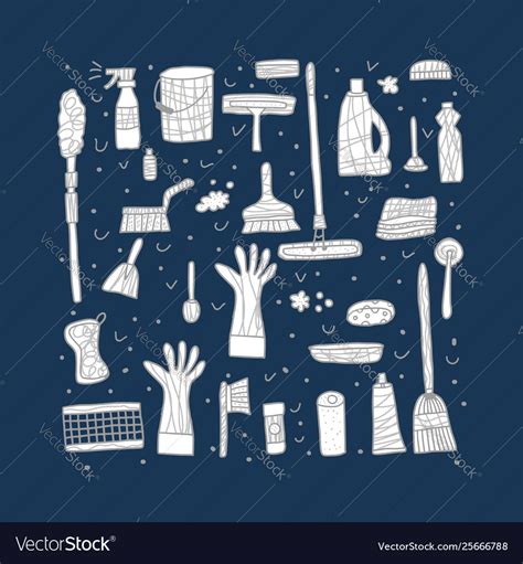 Cleaning tools set equipment Royalty Free Vector Image