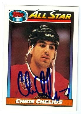 Chris Chelios autographed hockey card (Chicago Blackhawks) 1992 Topps ...