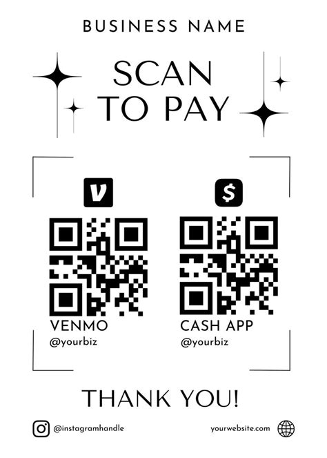 Printable Payment Sign, Scan to Pay Sign, Venmo Payment Sign, Cashapp Sign, QR Code Sign ...