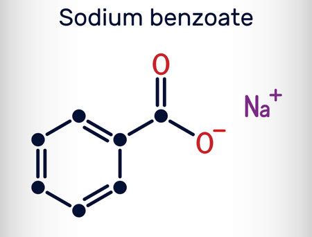 Sodium benzoate molecule. It is antimicrobial, antifungal preservative ...