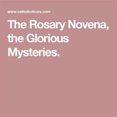The Rosary Novena, the Glorious Mysteries. | Rosary novena, Novena, Lady of fatima