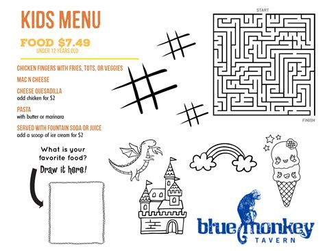 Menu 1 — Blue Monkey Tavern