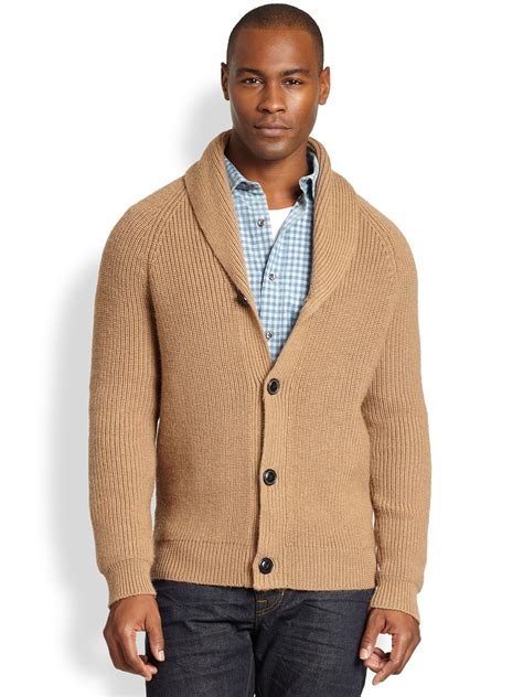 Vince Shawl Collar Cardigan in Brown for Men | Lyst