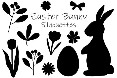 Easter Bunny Silhouettes. Bunny flowers. Easter Bunny SVG By IrinaShishkova | TheHungryJPEG