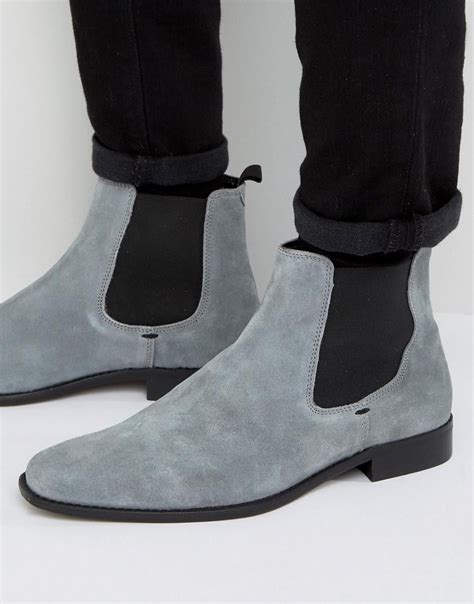 Lyst - Dune Marky Chelsea Boots In Grey Suede in Gray for Men