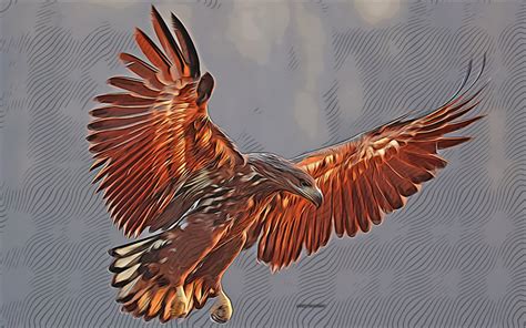 Download wallpapers eagle, 4k, vector art, eagle drawing, creative art, eagle art, vector ...