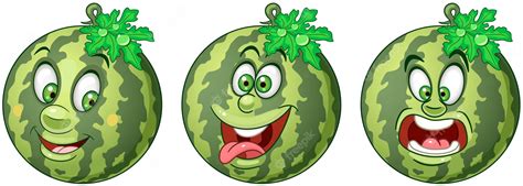 Premium Vector | Watermelon. Cartoon emoji faces. Funny fruit characters.