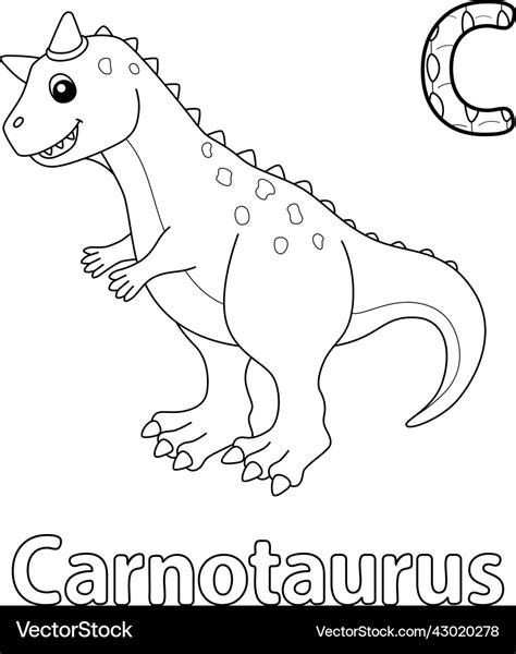 Carnotaurus alphabet dinosaur abc coloring page c Vector Image