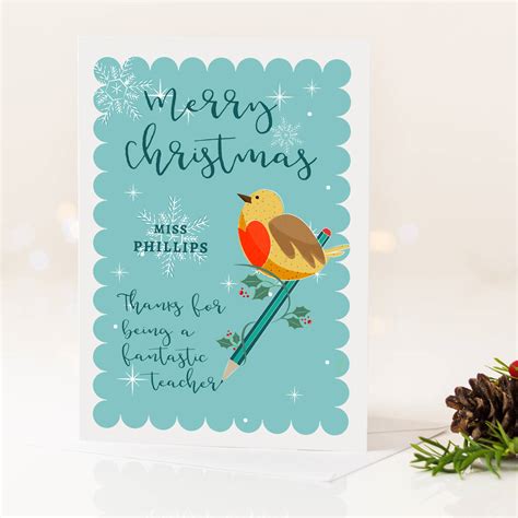 Personalised Teacher Christmas Card By Ink Pudding