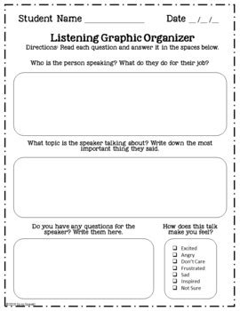 Listening Practice Graphic Organizer for Elementary by So To Speak