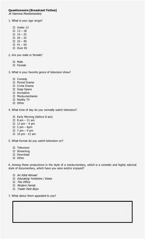 Patrick Gaunt - Media Studies: Questionnaire - Primary Research