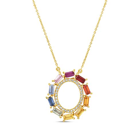 Dilamani Jewelry | Rainbow Sapphire & Diamond Pendant Necklace